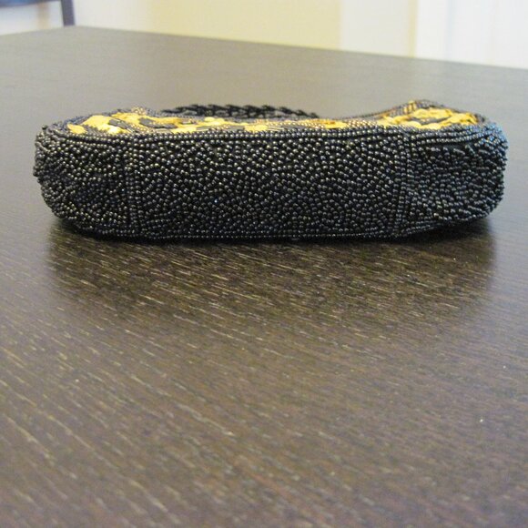 Inge Christopher Black & Gold Cheetah Sequin & Bead Evening Bag - Picture 3 of 5
